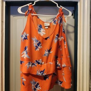 Ava + Viv Orange Floral Sleeveless Top
